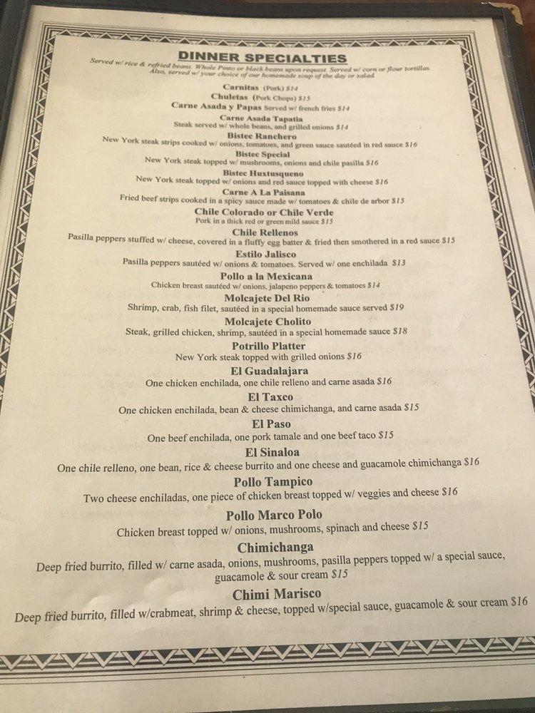 tortilla flat restaurant menu