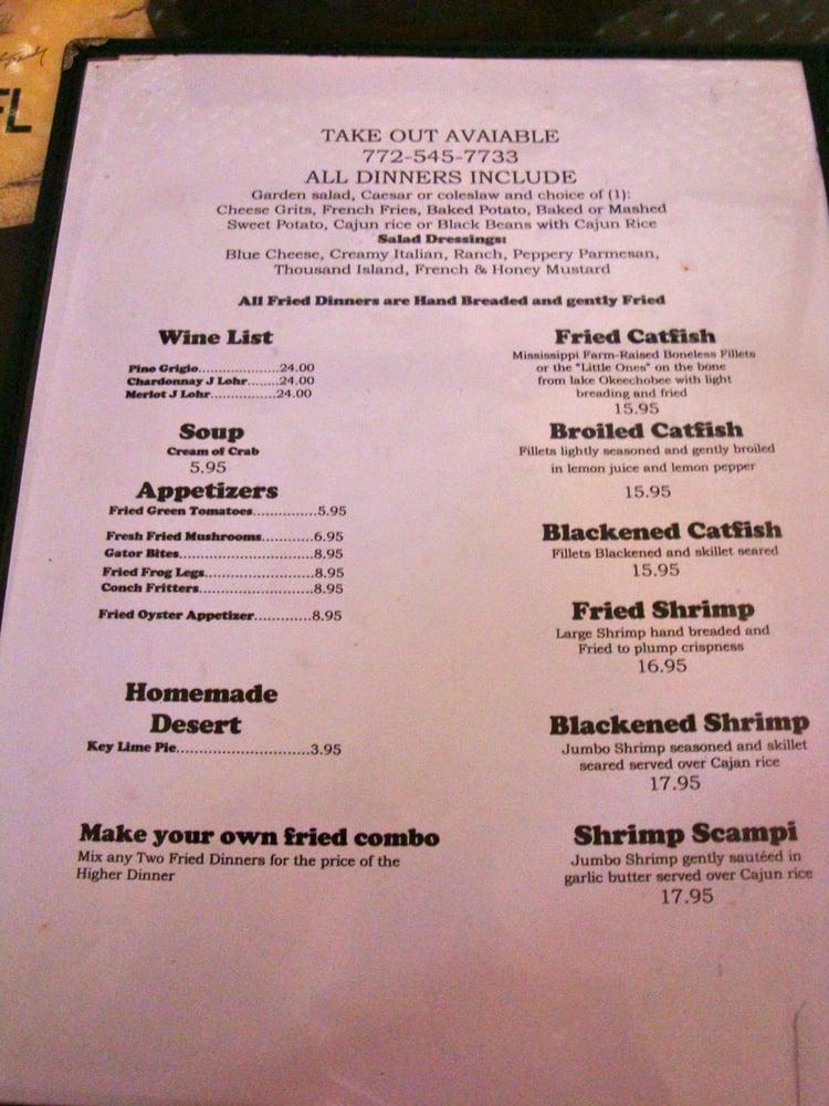 Menu at Catfish House restaurant, Hobe Sound