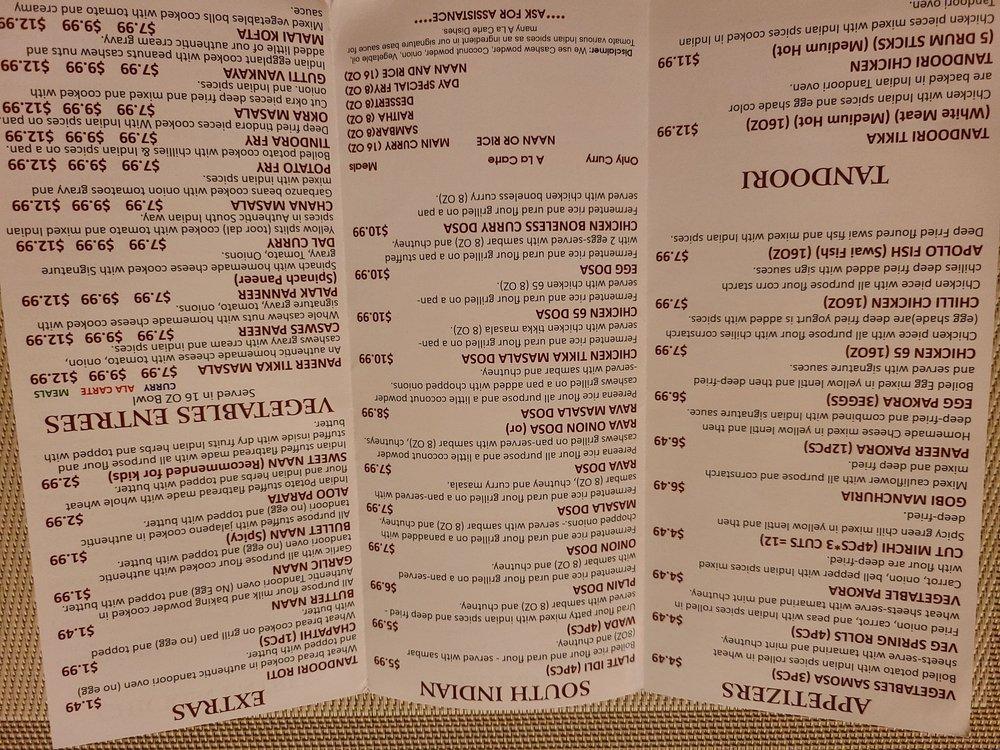 Menu at India Meals Curry Point (Lunch Buffet) restaurant, Plano