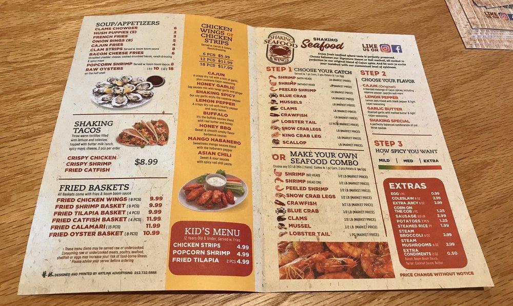 Menu at Shaking Seafood & Wings restaurant, Lexington