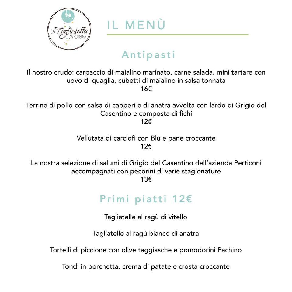 Menu da La Nuova Tagliatella ristorante Arezzo