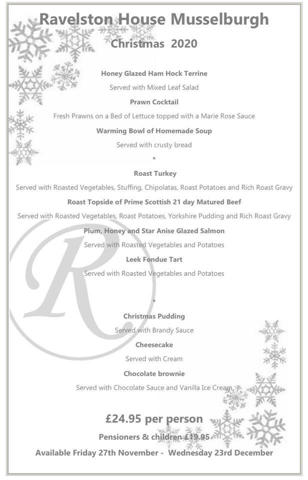 Menu at Ravelston House restaurant, Musselburgh