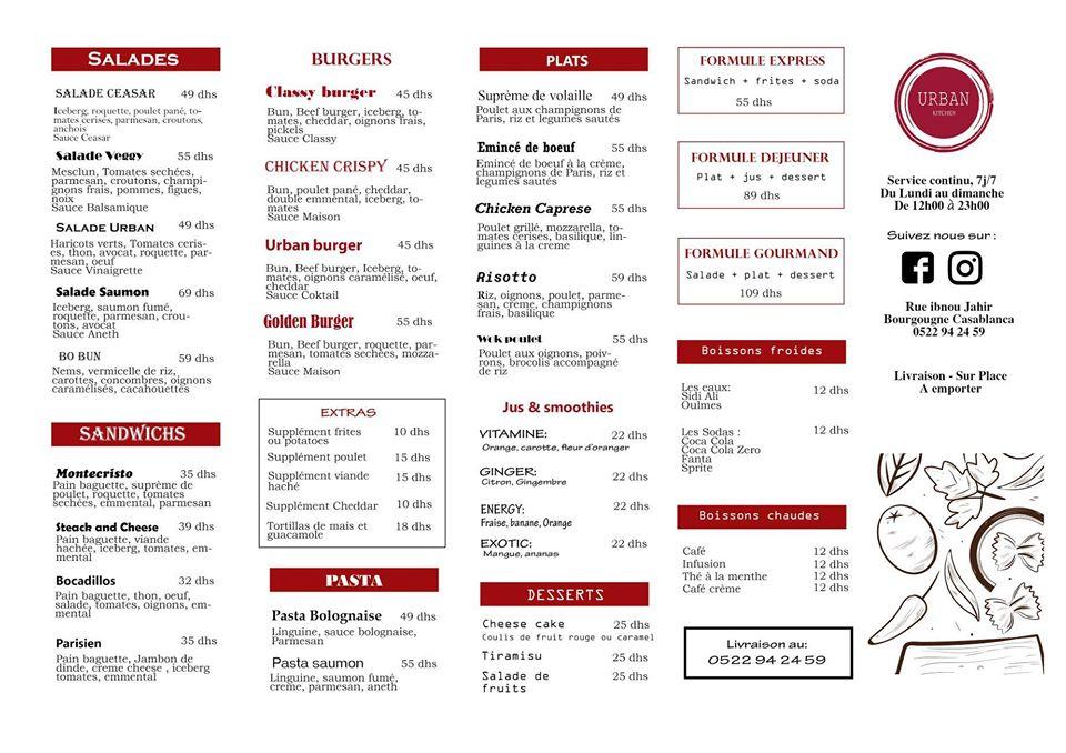 Menu At Urban Kitchen Restaurant Casablanca   R9d1 Menu Urban Kitchen 2021 09 3 