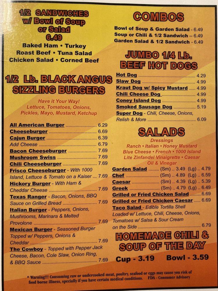 Menu at Sunrise Grill restaurant, Tavares