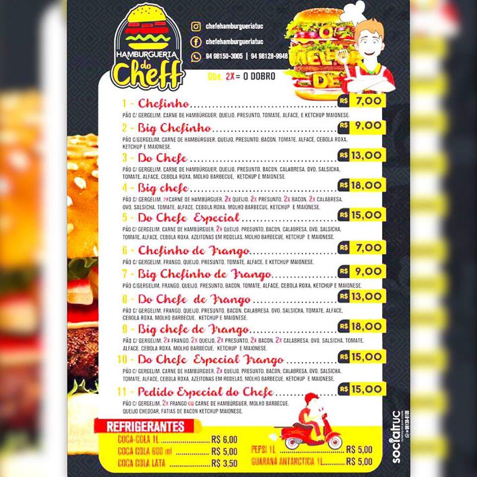 Hamburgueria Do Cheff cardápio