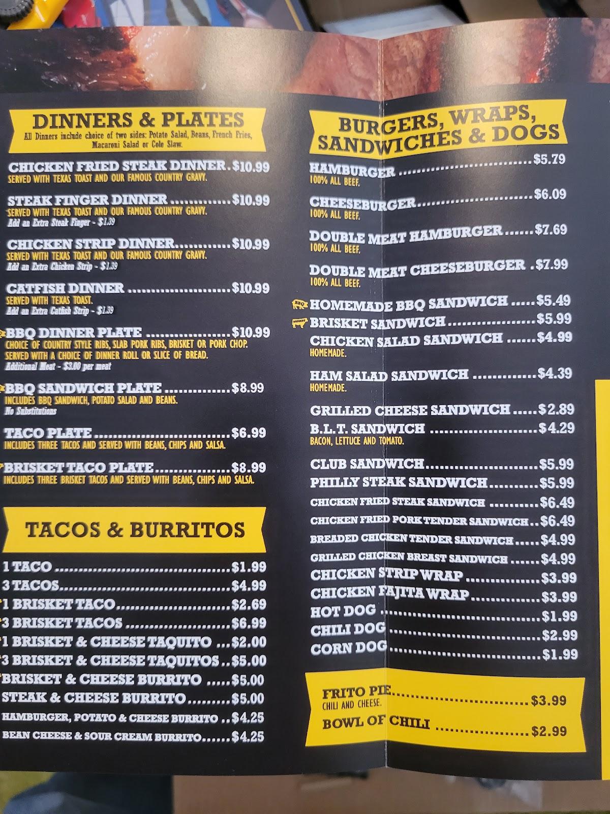 Menu at Kendall's Kountry Meat Market restaurant, Hobbs