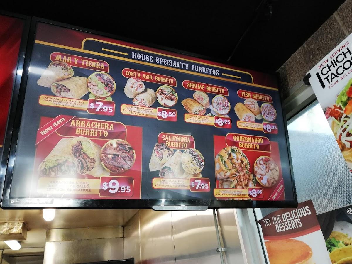 Menu at Palapas Tacos restaurant, Fullerton