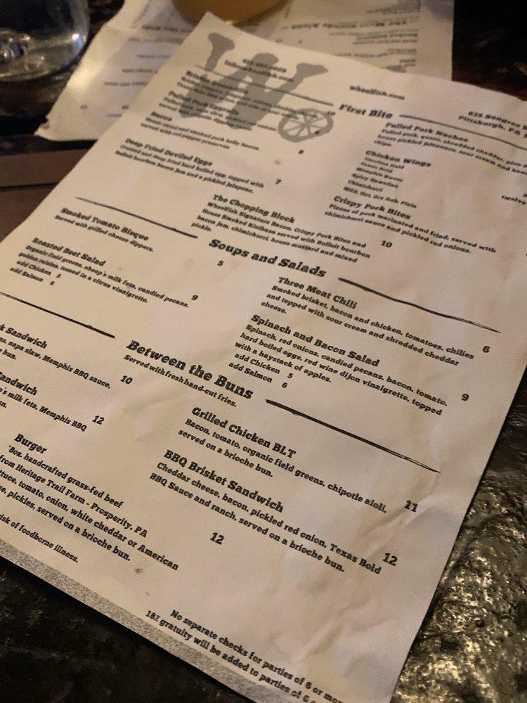 Menu at Wheelfish pub & bar, Pittsburgh