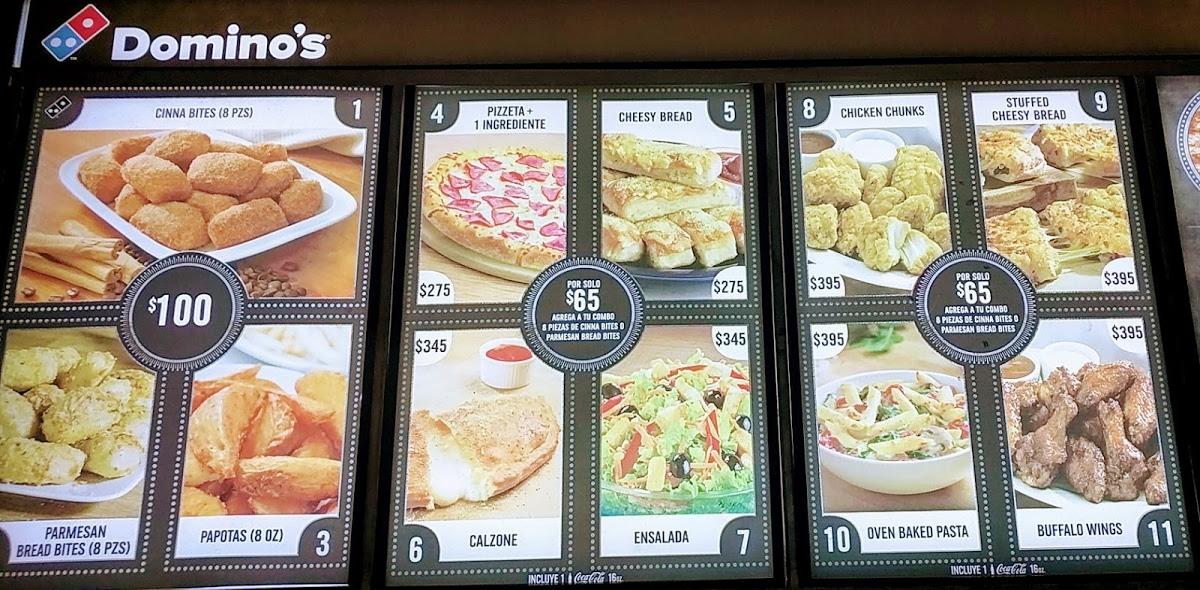 Menu at Domino's pizzeria, Santo Domingo, La Sirena