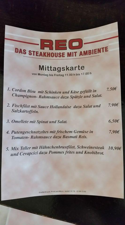 Speisekarte Von Reo Steakhouse Schenefeld Kiebitzweg 2