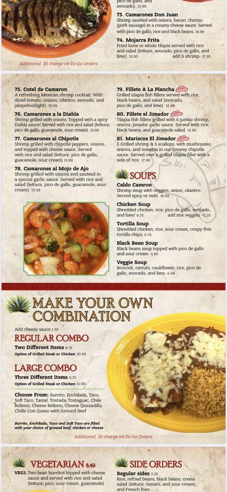 Menu at El Jimador Authentic Mexican Restaurant, Rocky Mount