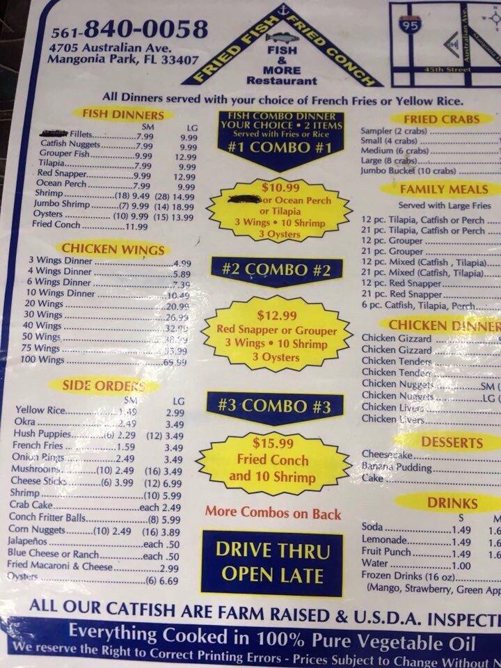 Menu at Fish & More Restaurant, West Palm Beach