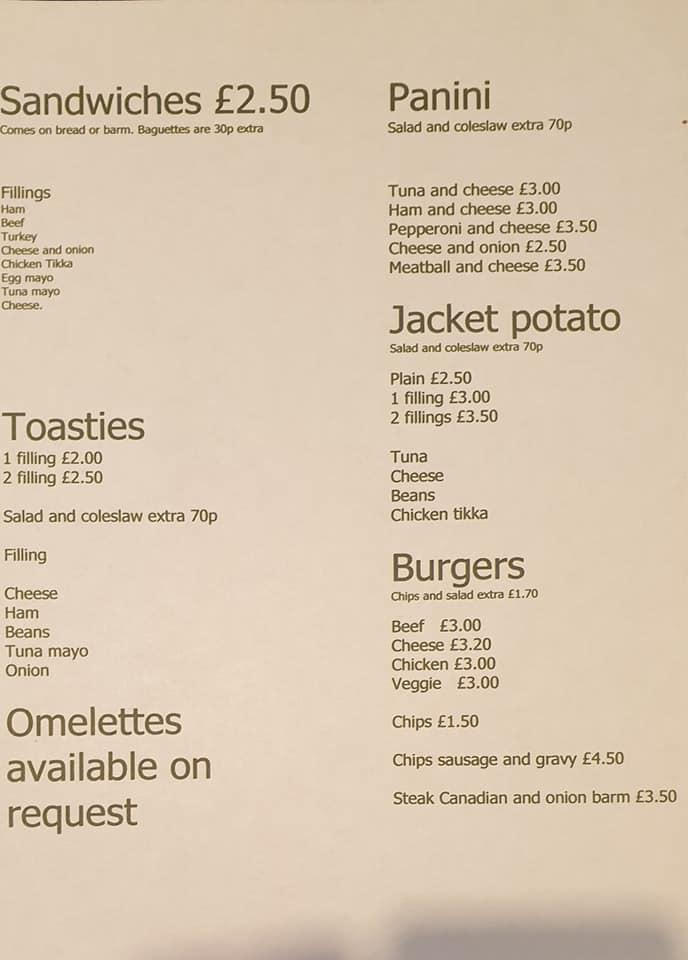 Menu at Randall's Corner Café cafe, Wigan