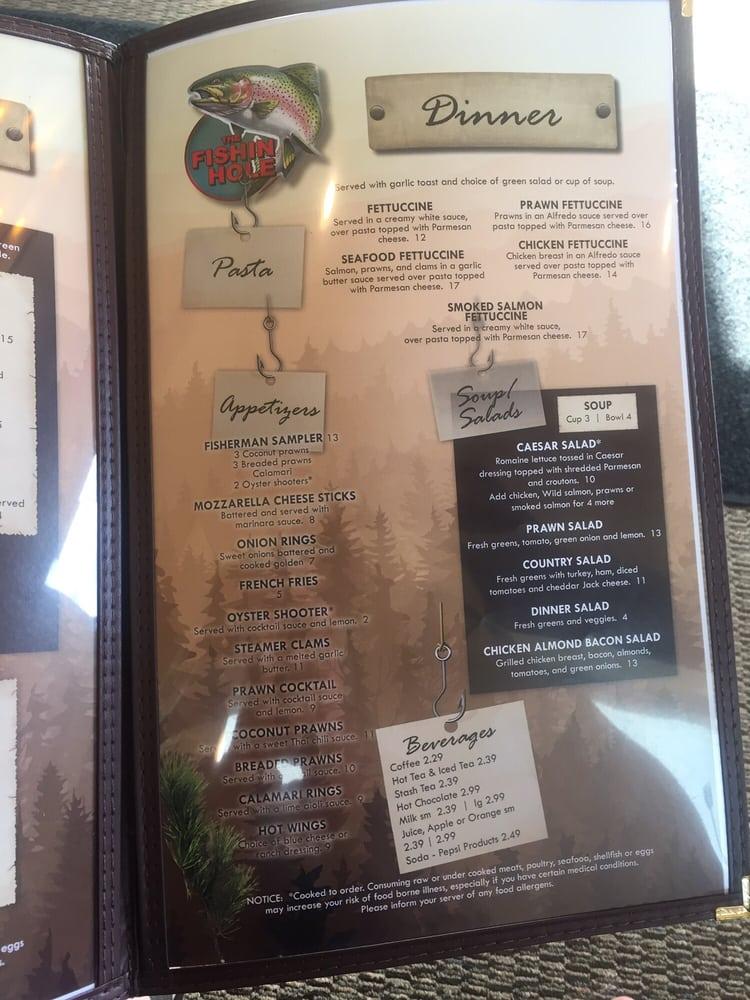 Menu at Fishin Hole Restaurant, Montesano