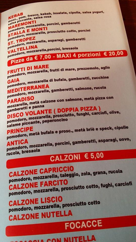 Menu da Antica Pizzeria Napoletana, Seveso