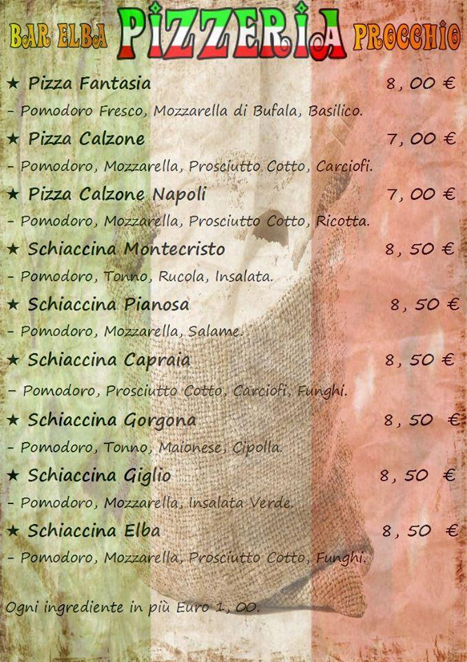 Menu di Bar Elba 