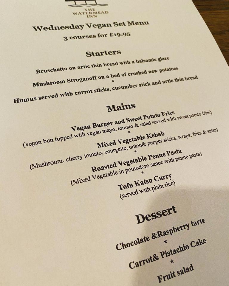 Menu at The Watermead Inn pub & bar, Aylesbury