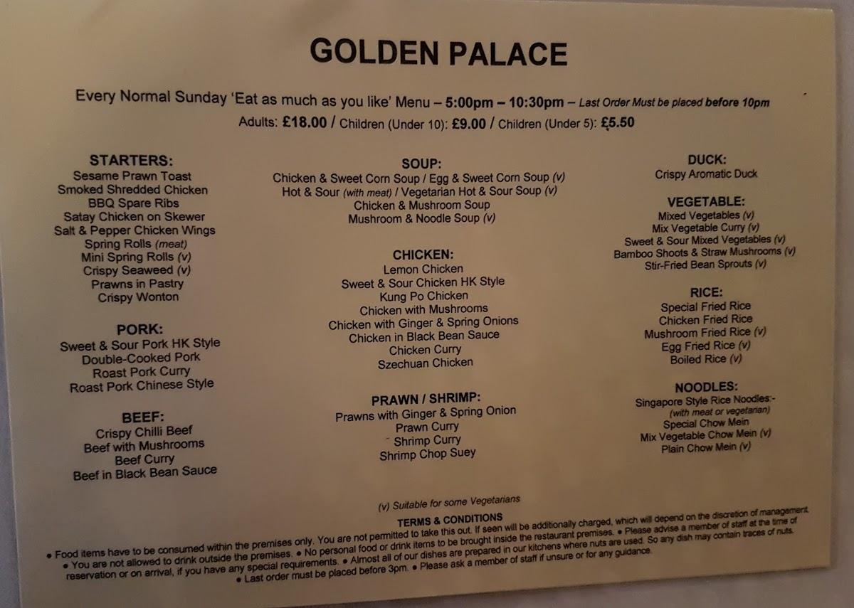 golden palace menu