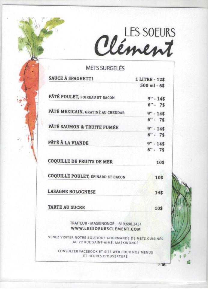 Menu de Restaurant La Caillette