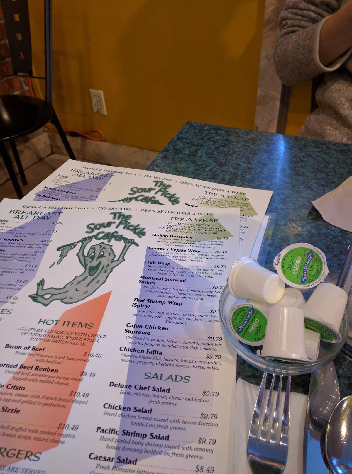 Menu at Sour Pickle Cafe, Victoria