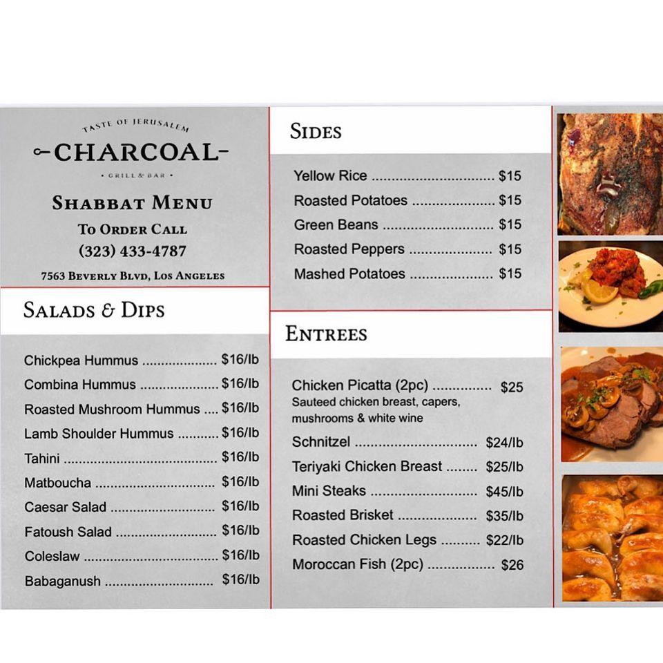 Menu at Charcoal Grill & Bar, Los Angeles