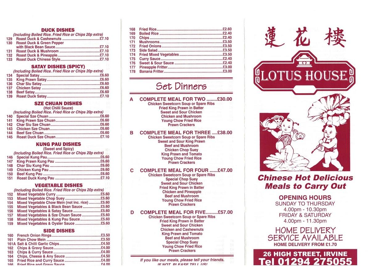 Menu At Lotus House Fast Food Irvine