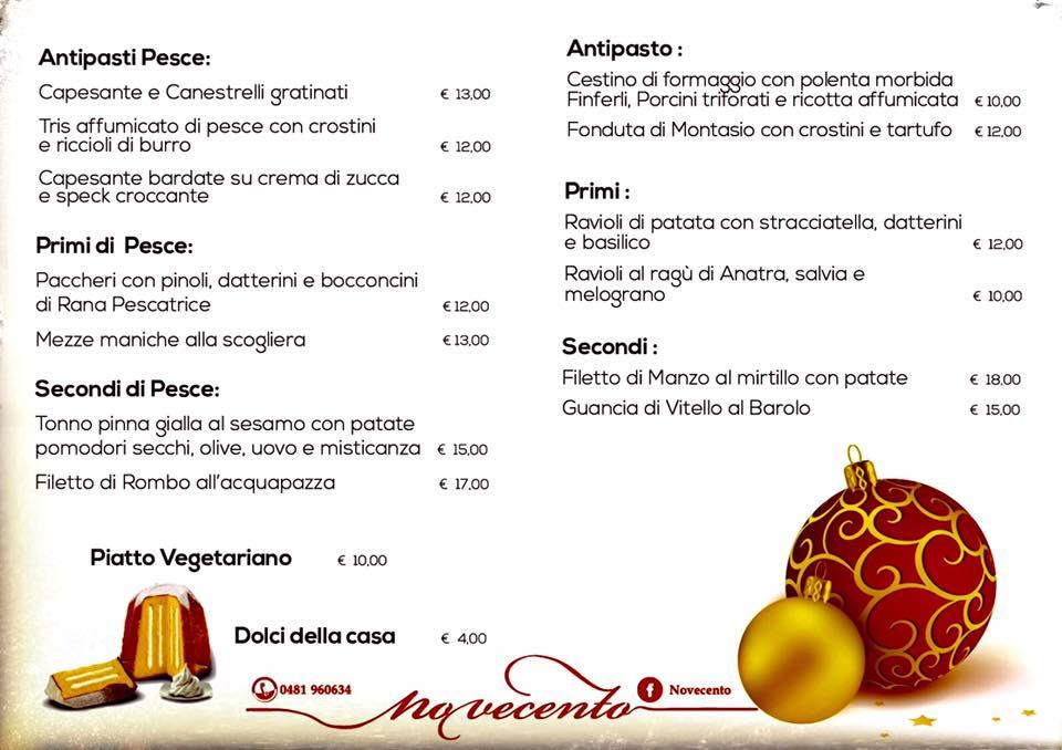 Menu da Ristorante Novecento, Gradisca d'Isonzo