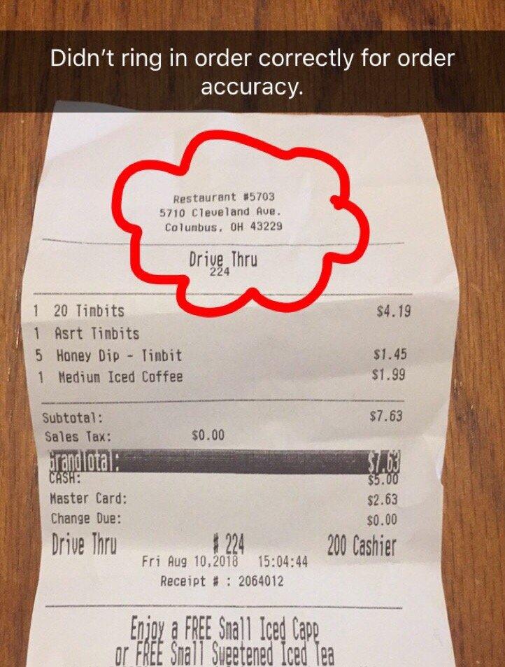 Menu at Tim Hortons restaurant, Columbus, Cleveland Ave 161
