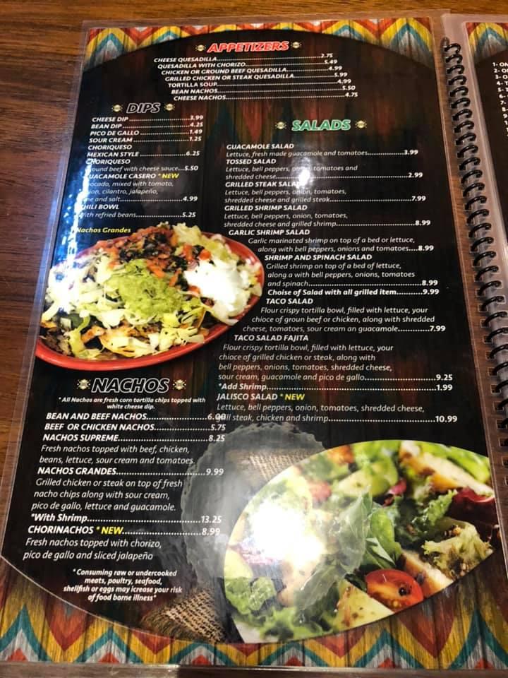 Menu at Tulum restaurant, Plover