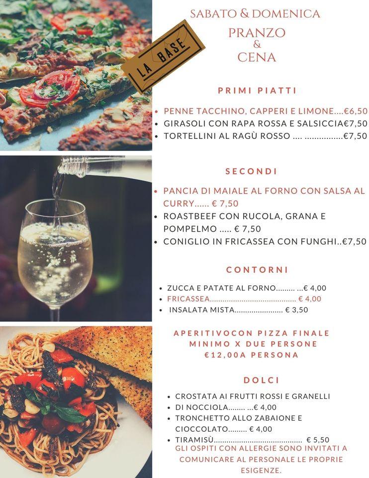 Menu da La Base - Pizzeria - Bar - Ristorante - Servizio di asporto, Osimo