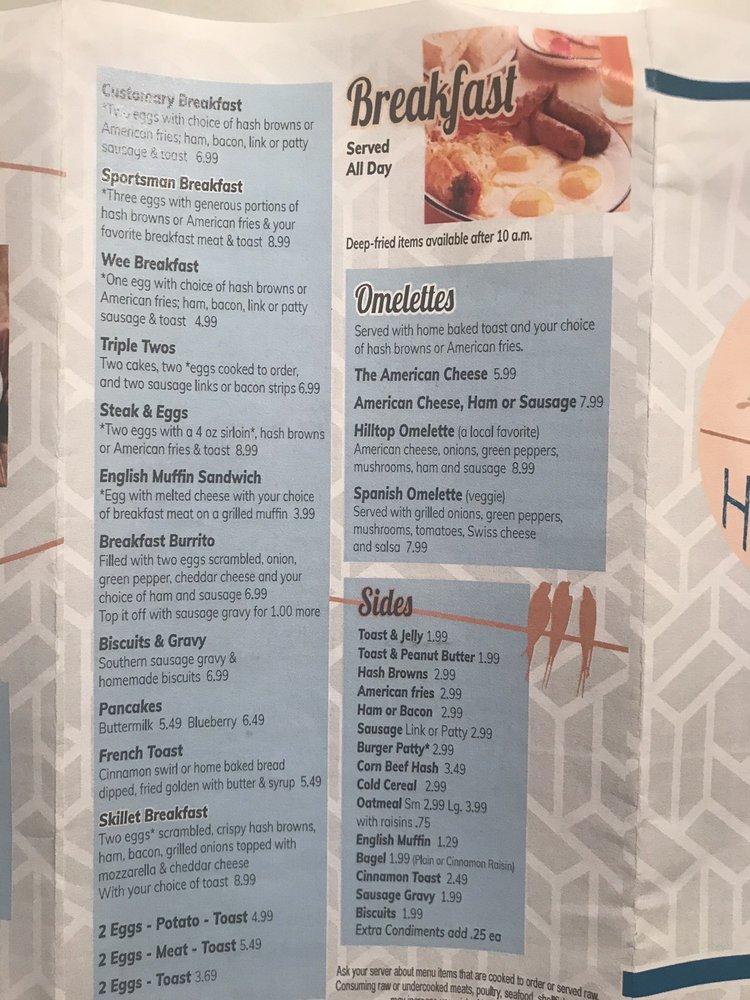 Menu at VanPamel's Hometown Diner restaurant, Hillman
