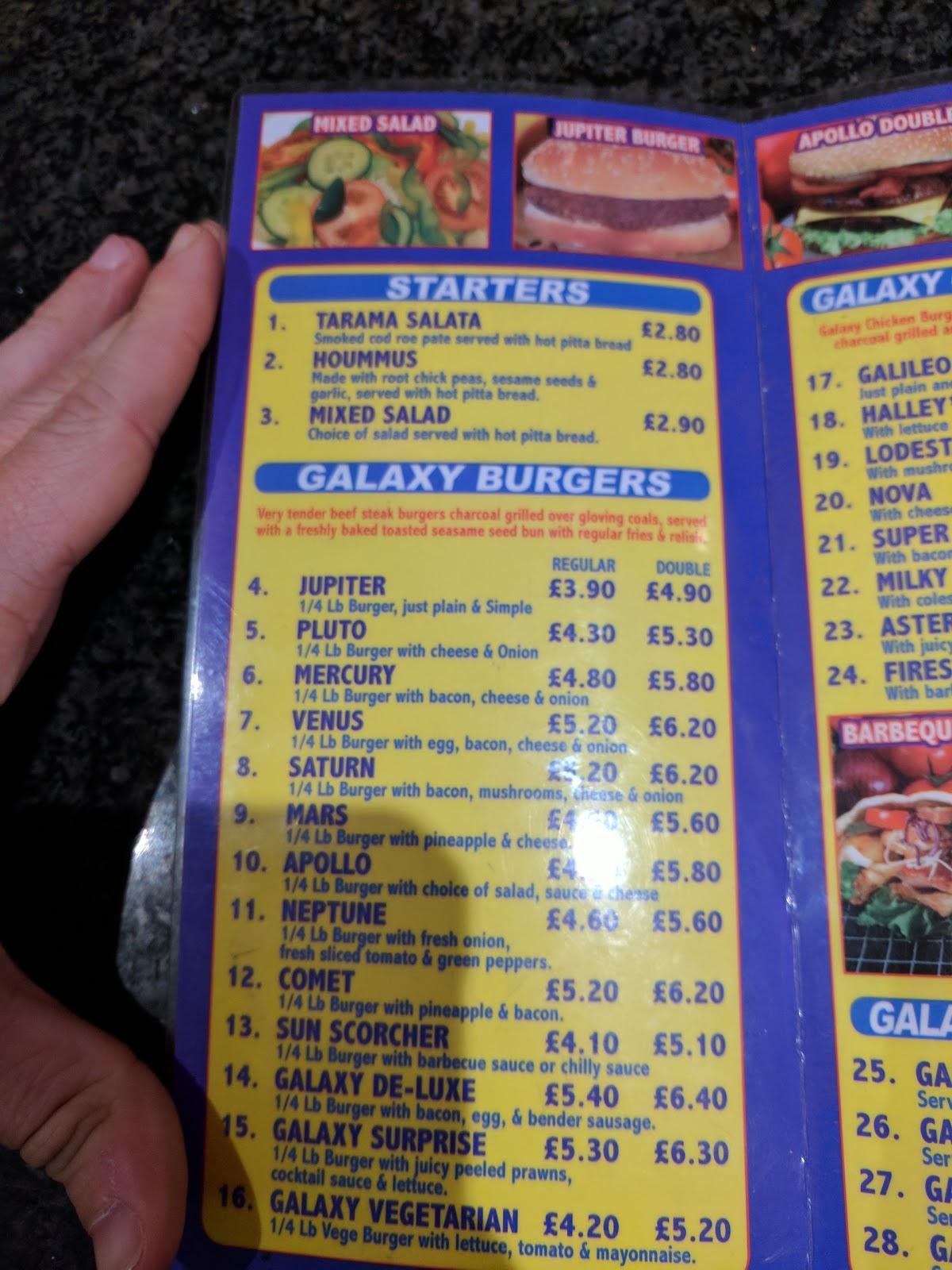 Menu at Burger Kebab Galaxy fast food, Uxbridge