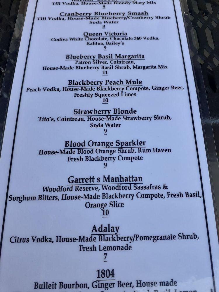 Menu at Garrett's Mill Brewing Company steakhouse, Garrettsville