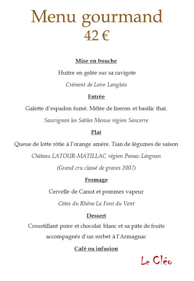 Menu Au Le Cléo Restaurant Luisant