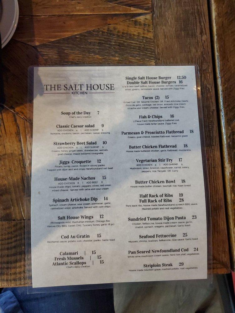 Menu At The Salt House Restaurant St Johns