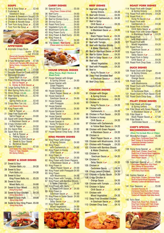 Menu at Dragon City fast food, Mansfield