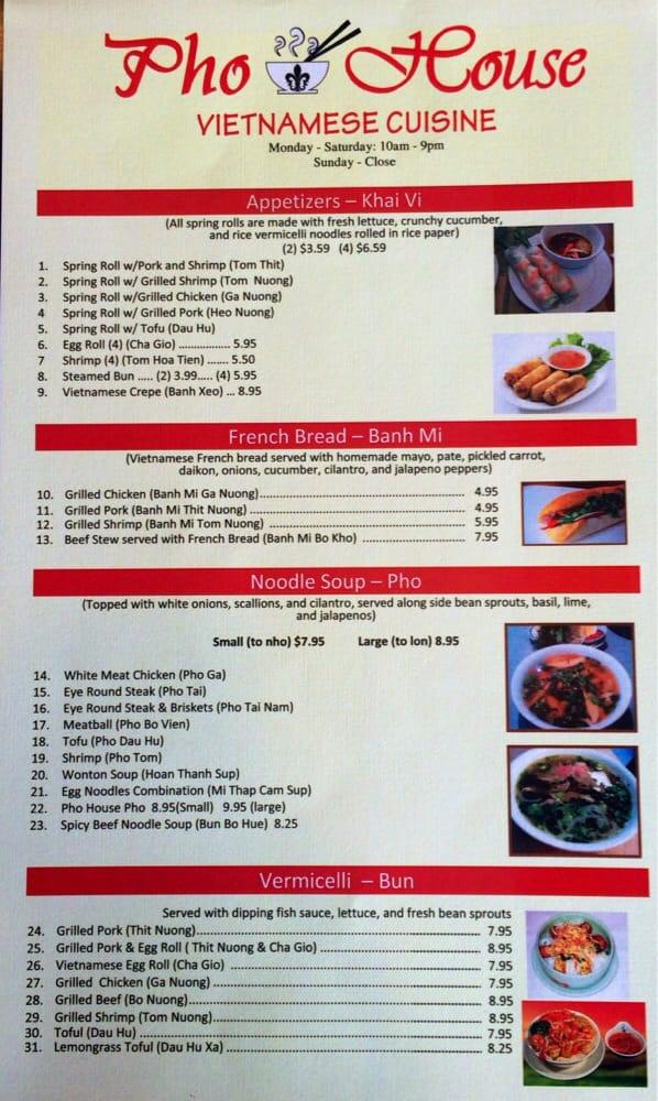 Menu at Phở House restaurant, Slidell, 720 Brownswitch Rd STE 6