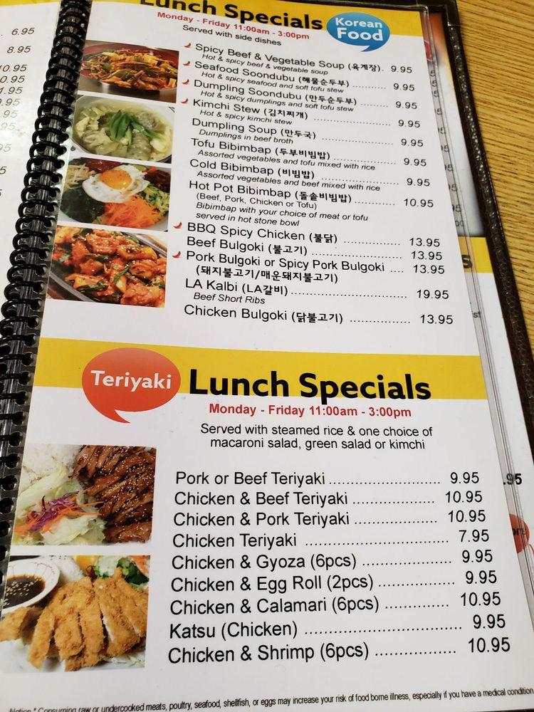 Menu at Seoul Korean BBQ Restaurant, Silverdale