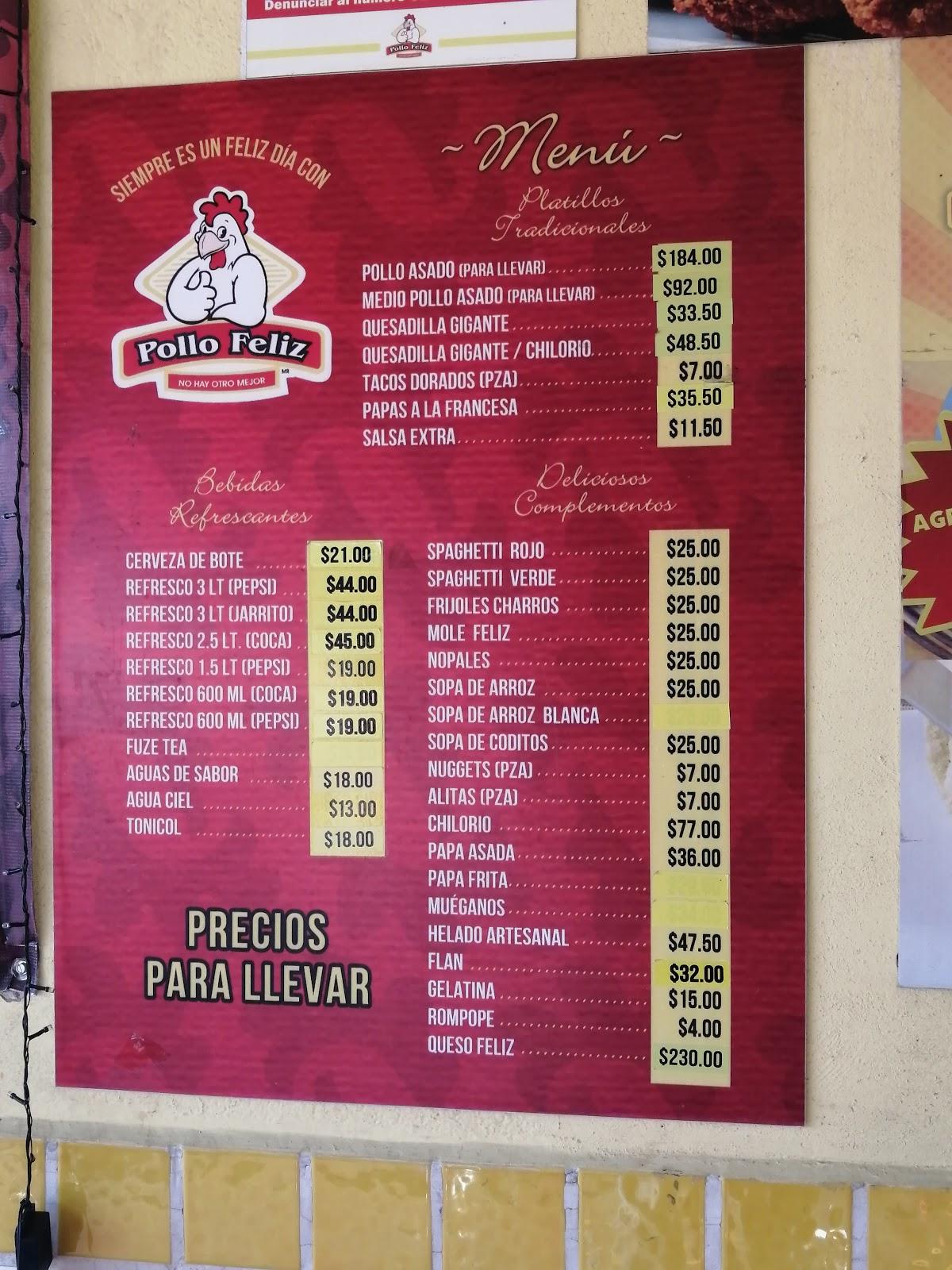 Menu at Pollo Feliz X restaurant, San Luis Potosi, Av. Cordillera de los  Himalaya 690 A