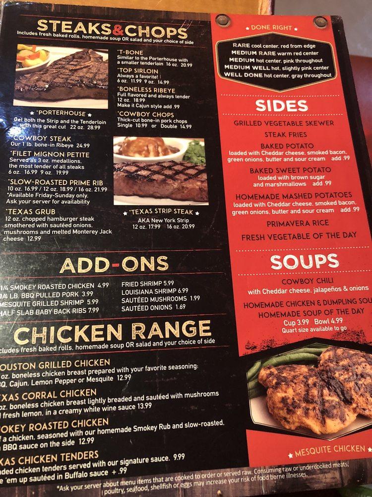 Menu at Texas Corral BBQ, Martinsville