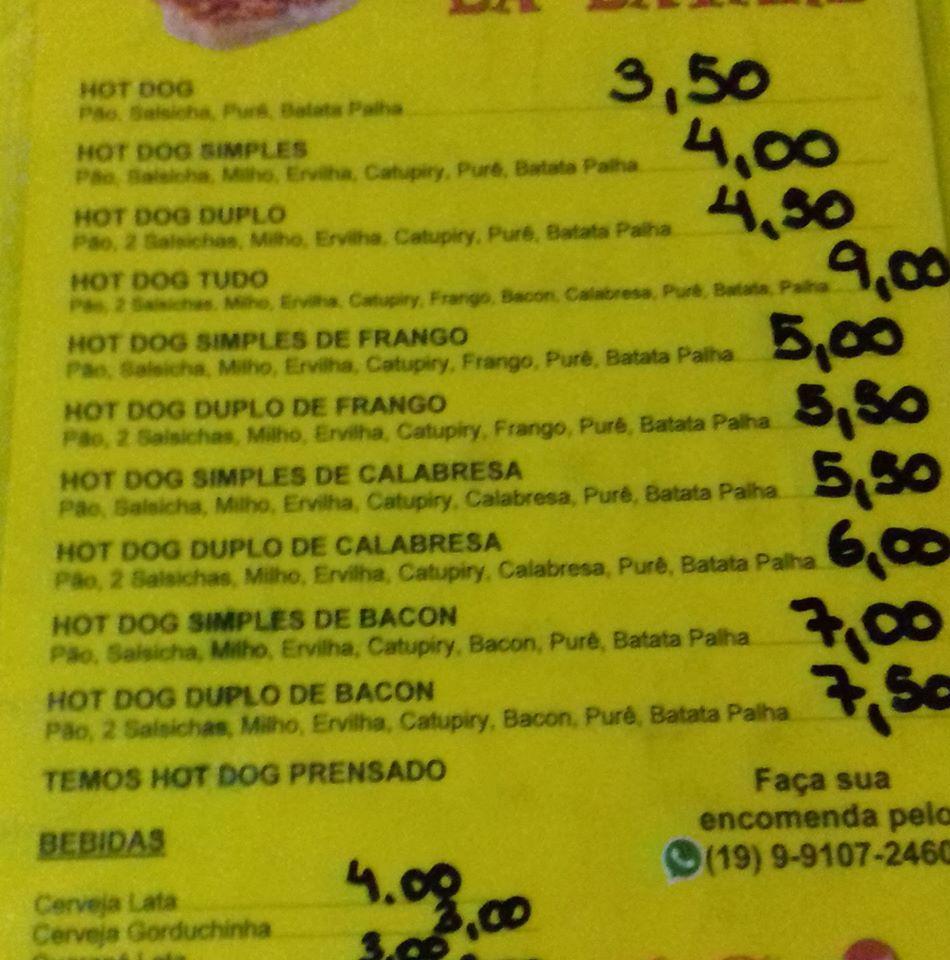 Menu em Hot Dog Da Dayane restaurante, Americana