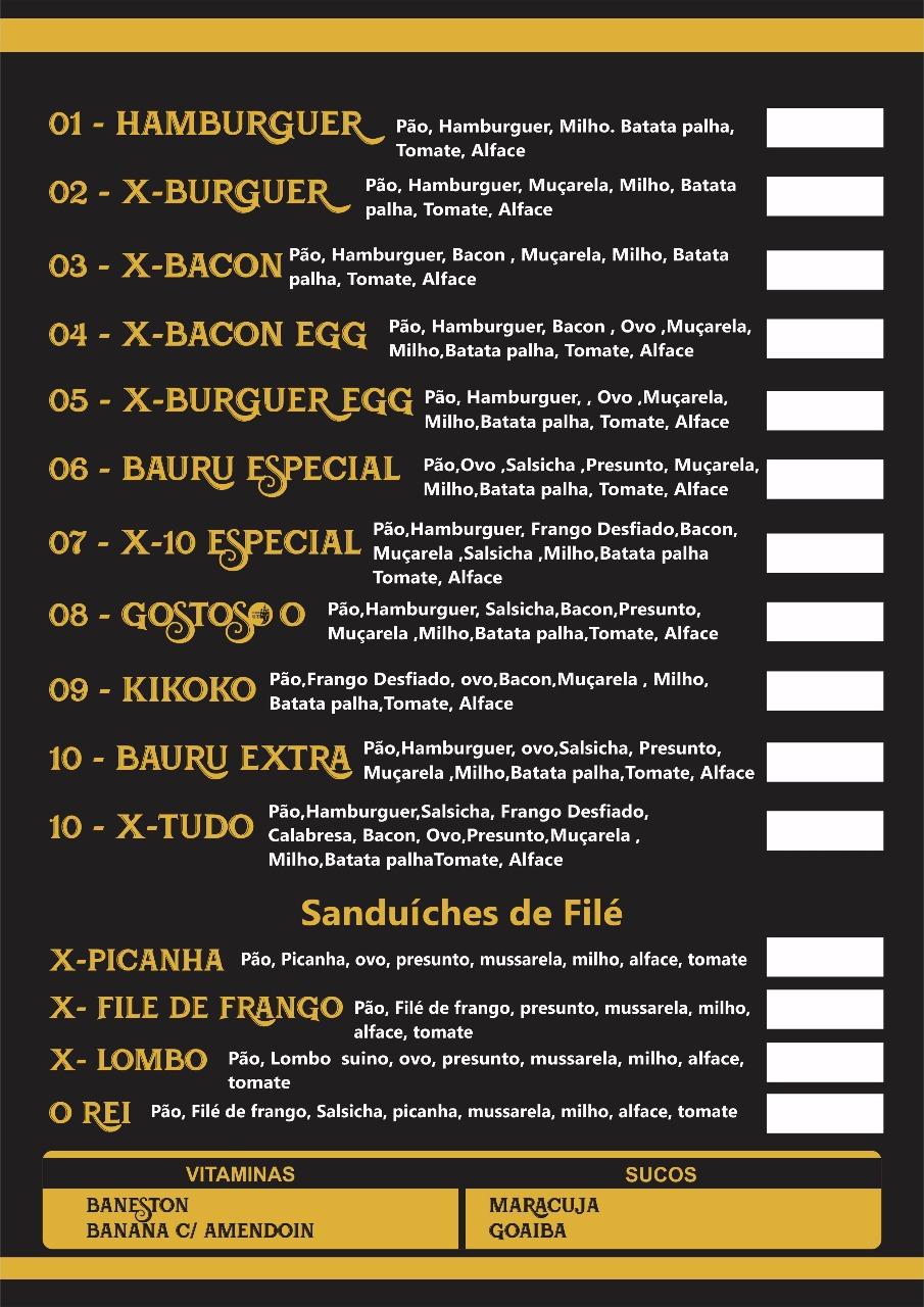 Rei da chapa lanches cardápio