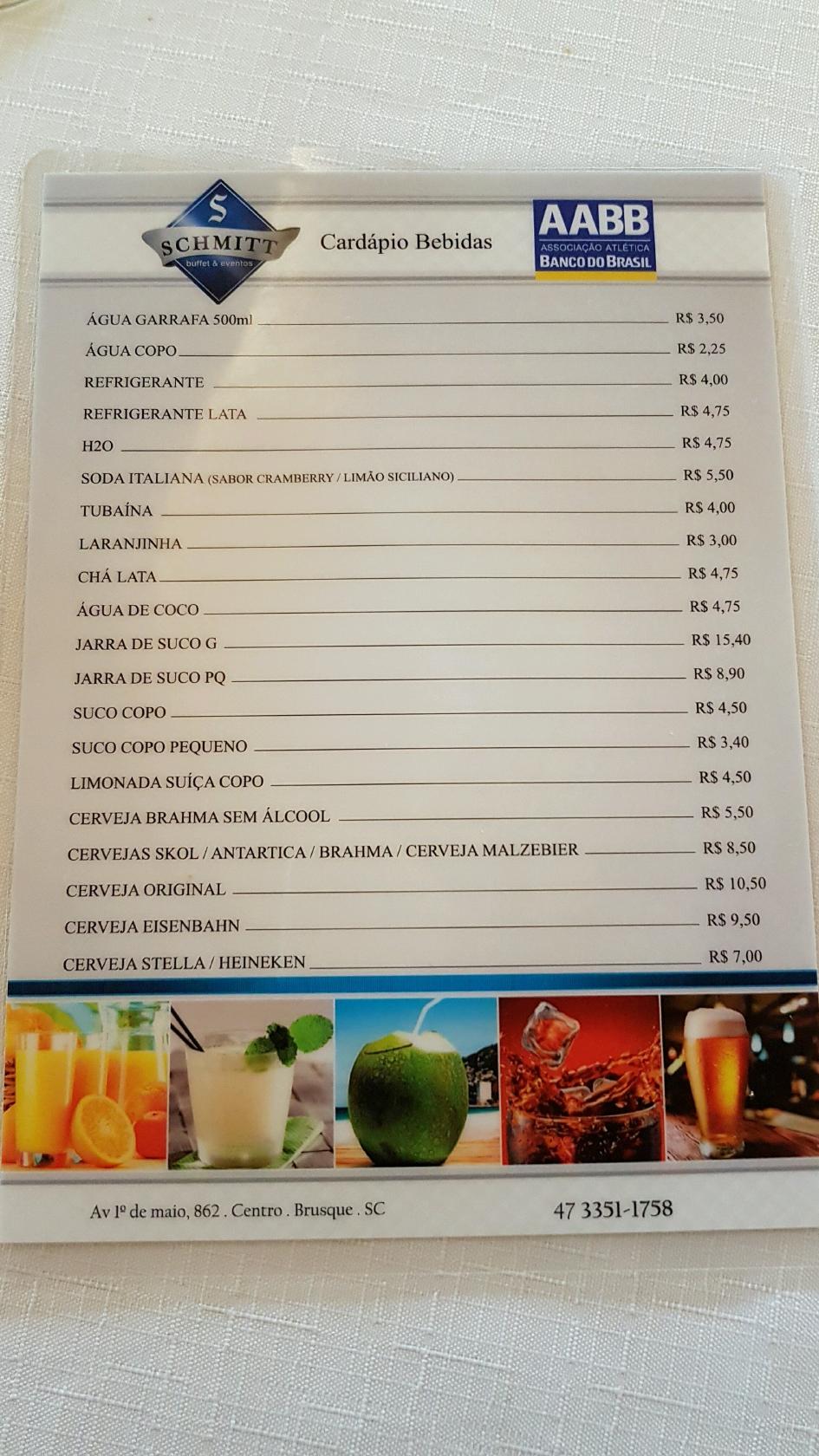 Sociedade Beneficente Schmitt Buffet e Eventos cardápio