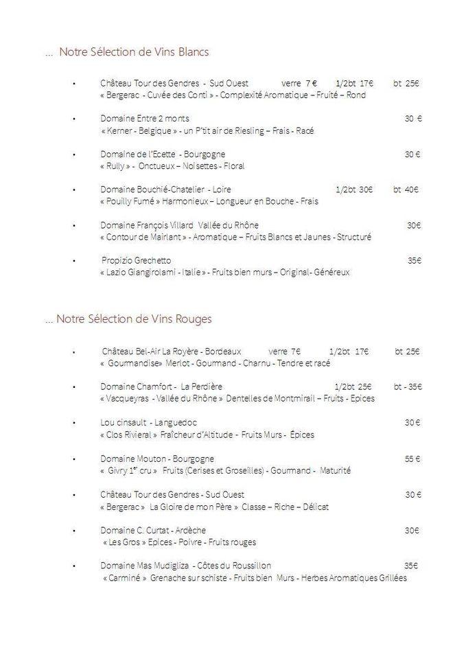 Menu at Fleur de Sel Traiteur Restaurant, Mons
