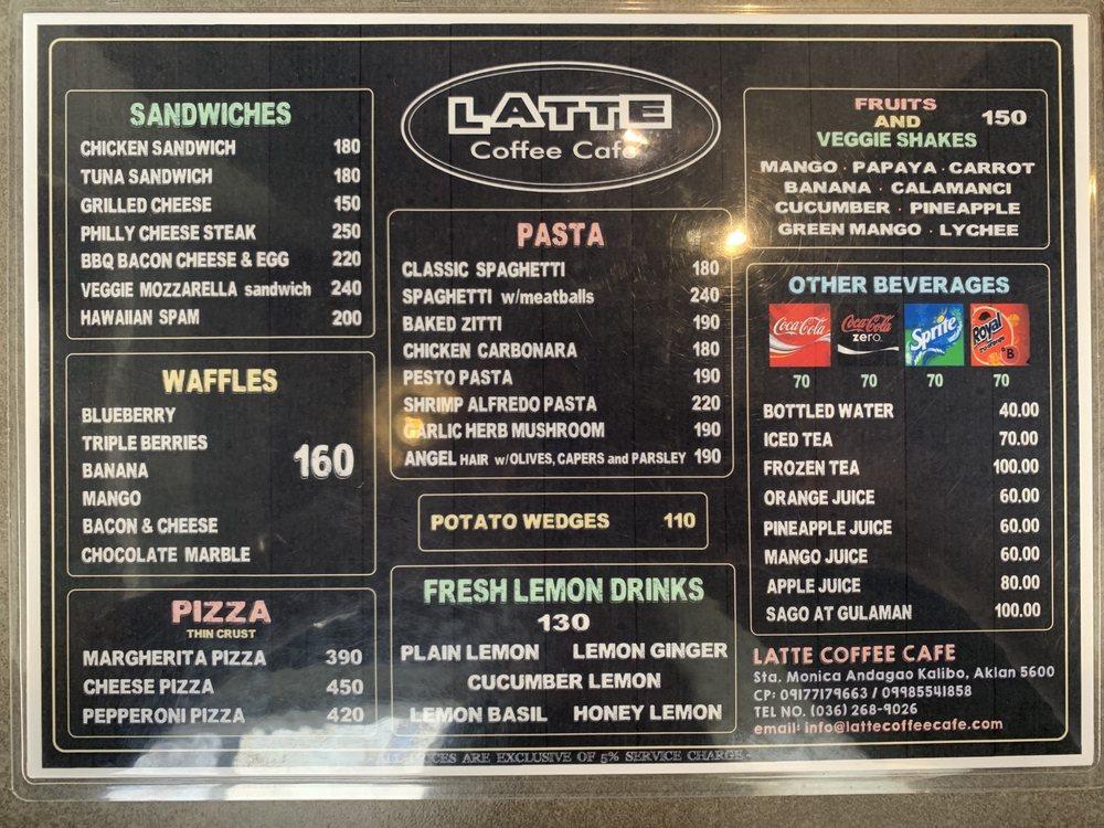 Menu at Latte Coffee Cafe, Kalibo, M9WF+J5P