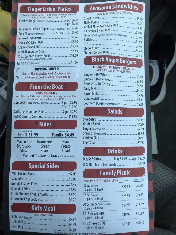 Menu at Sally Mae's KITCHEN BBQ, USA, GA67
