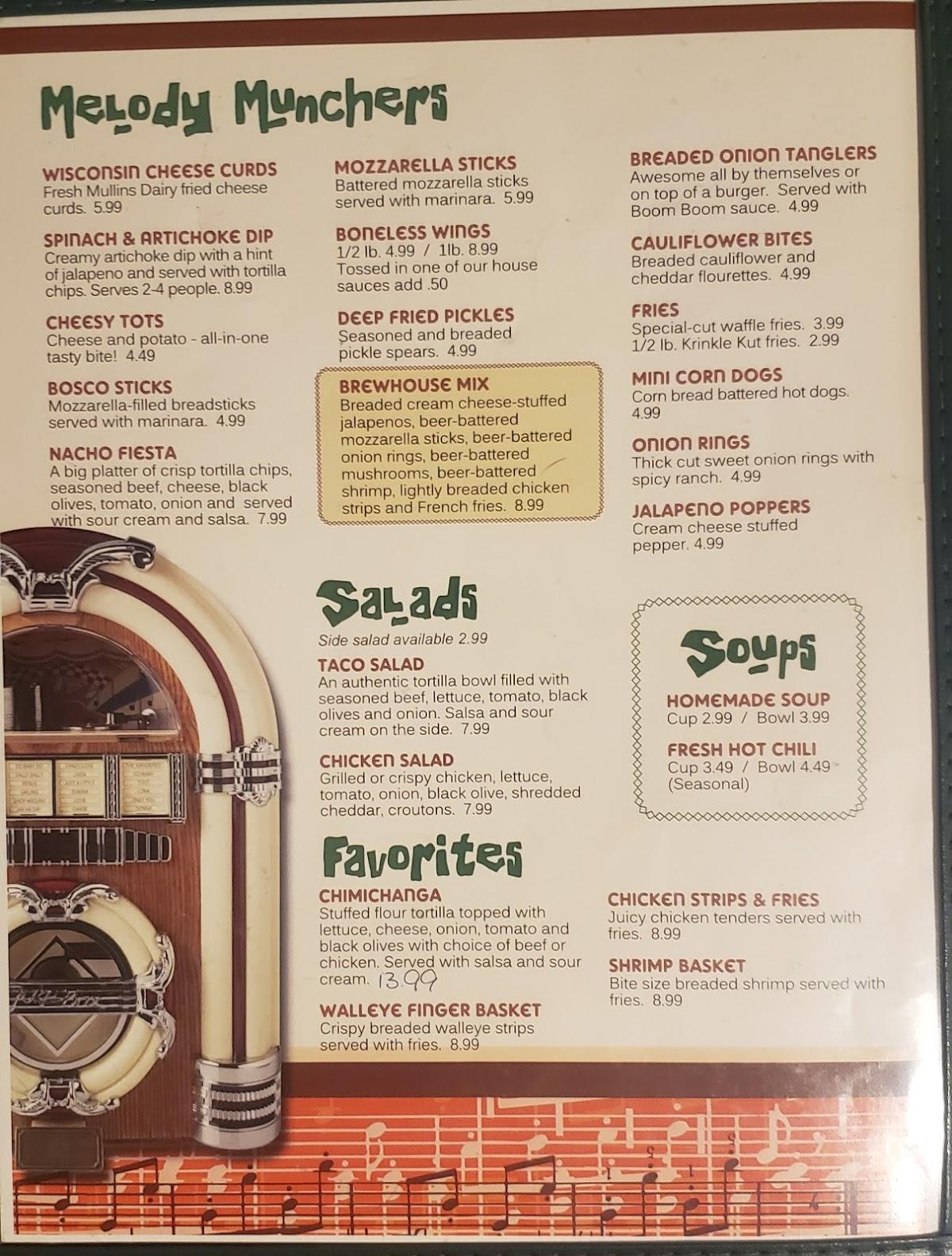 Menu at Melody Mill pub & bar, Aniwa, N 11921 Hwy 45