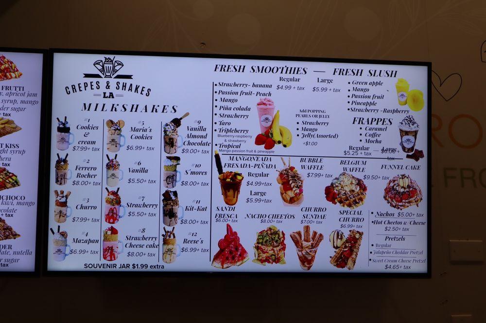 Menu at Crepes n shakes LA, Bell Gardens