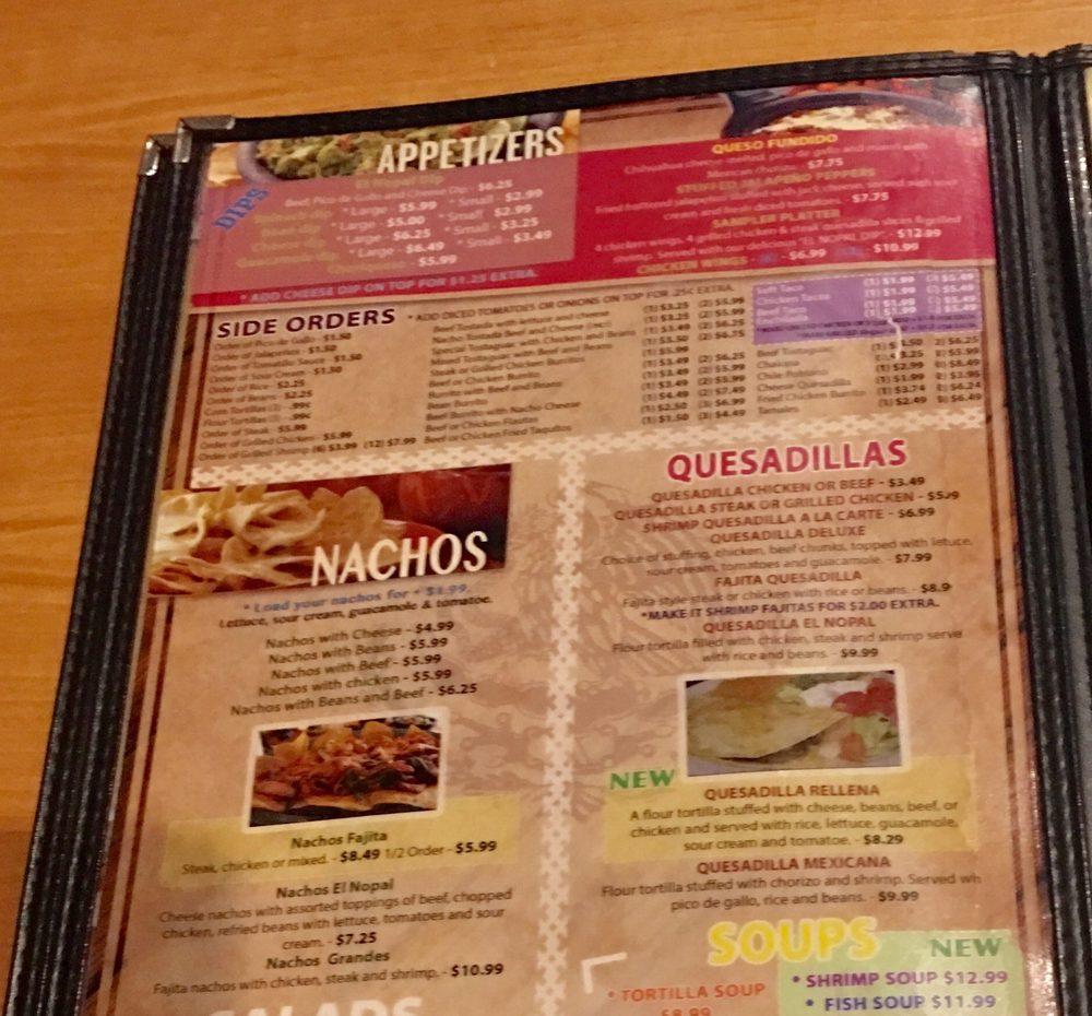 Menu at El Nopal Mexican Restaurant, Oakland, US-64