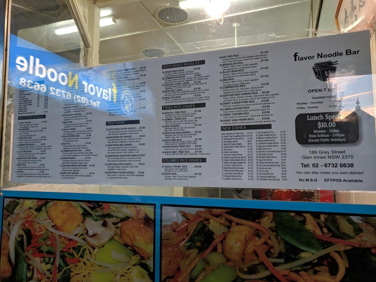 Menu at Flavour Noodle Bar, Glen Innes
